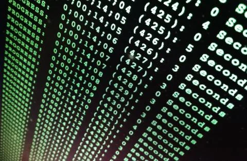 Green Data Numbers on Computer Screen Stock Photos