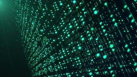 Green Data Tunnel Loop with Glowing Binary Code Particles Stock Footage 329681995