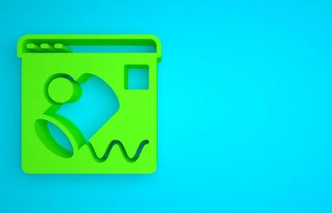 Green Data visualisation icon isolated on blue background. Minimalism concept 스톡 일러스트