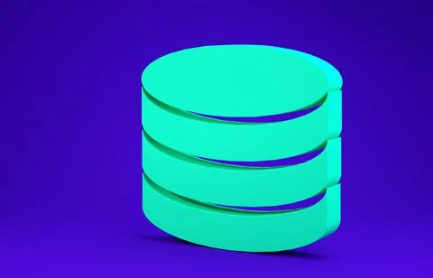 Green Database icon isolated on blue background. Network databases, disc with Stockillustratie