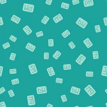 Green Day time icon isolated seamless pattern on green background. Time symbol イラスト素材