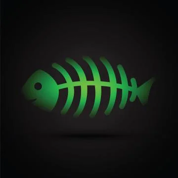A green dead fish on black background Illustrazione stock