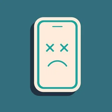 Green Dead mobile icon isolated on green background. Deceased digital device Stock Illustration