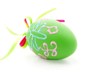 Green decorated easter egg Foto stock