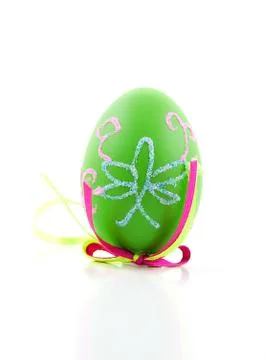 Green decorated easter egg Foto stock
