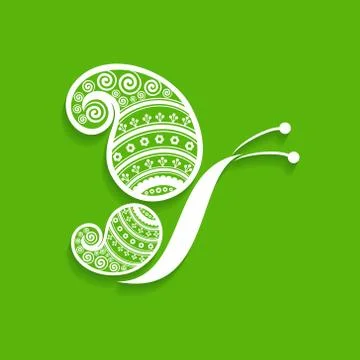 Green decorative butterfly Illustrazione stock