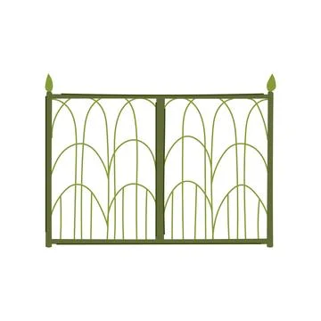Green decorative iron gate separating exterior boundary 스톡 일러스트