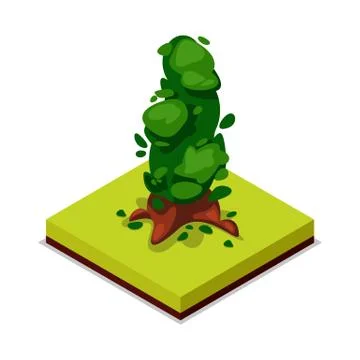 Green decorative tree isometric 3D icon Stock Illustration