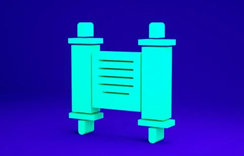 Green Decree, paper, parchment, scroll icon icon isolated on blue background. Stock Illustration