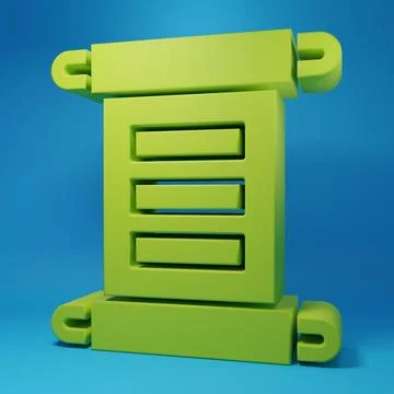 Green Decree, paper, parchment, scroll icon icon isolated on blue backgroun.. Stock Illustration
