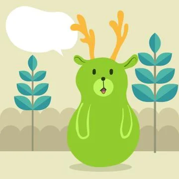 Green deer talk Stock Illustration