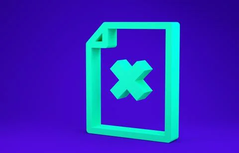 Green Delete file document icon isolated on blue background. Rejected documen Stock Illustration