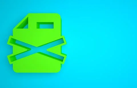 Green Delete file document icon isolated on blue background. Rejected document 스톡 일러스트
