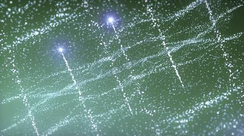Green delicate background.Motion.Bright white flying small particles slowly move Stock Illustration