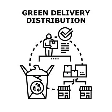Green delivery distribution process managing sustainable logistics Stock Illustration