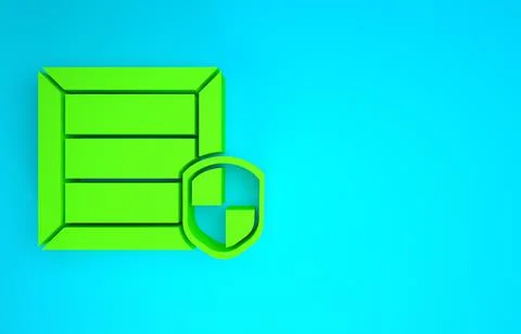 Green Delivery pack security with shield icon isolated on blue background. De Stock Illustration