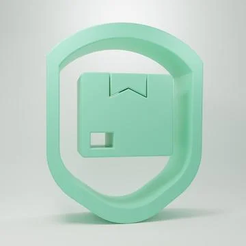 Green Delivery pack security with shield icon isolated on grey background. .. Stock Illustration