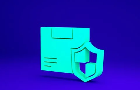 Green Delivery security with shield icon isolated on blue background. Deliver Stock Illustration