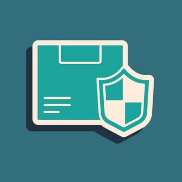 Green Delivery security with shield icon isolated on green background. Delivery Stock Illustration