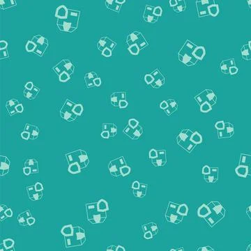 Green Delivery security with shield icon isolated seamless pattern on green 스톡 일러스트