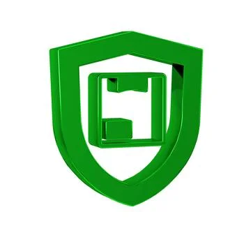 Green Delivery security with shield icon isolated on transparent background.. Stock Illustration