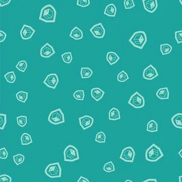 Green Delivery security with shield icon isolated seamless pattern on green.. Stock Illustration