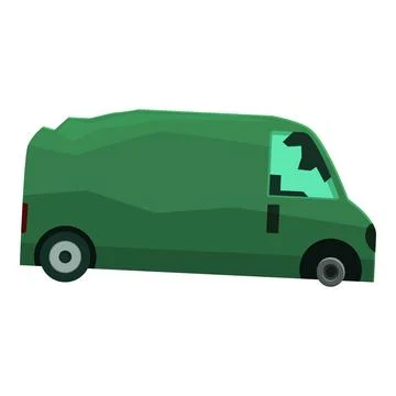Green delivery van moving on white background Stock Illustration