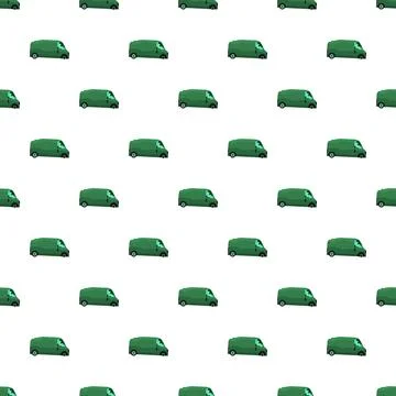 Green delivery van pixel art seamless pattern Stock Illustration