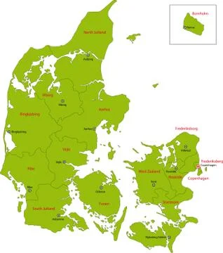 Green Denmark map Stock Illustration