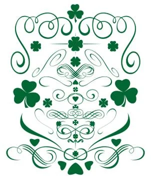 Green design elements set for St. Patricks Day Stock Illustration