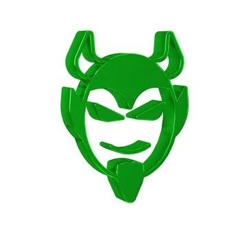 Green Devil head icon isolated on transparent background. Happy Halloween p.. Stock Illustration