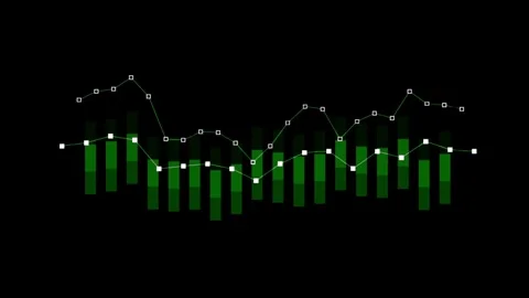 Green diagram showing progress with vertical bars and timeline slider Stock Footage 302481946