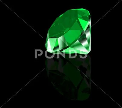 Green diamond on black background. Vector Stock Illustration