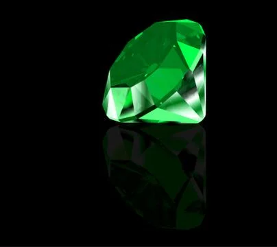 Green diamond on black background. Vector Illustrazione stock