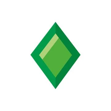 Green Diamond Crystal Gem. Vector Stock Illustration