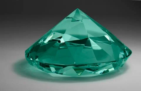 Green diamond in gradient back Stock Illustration
