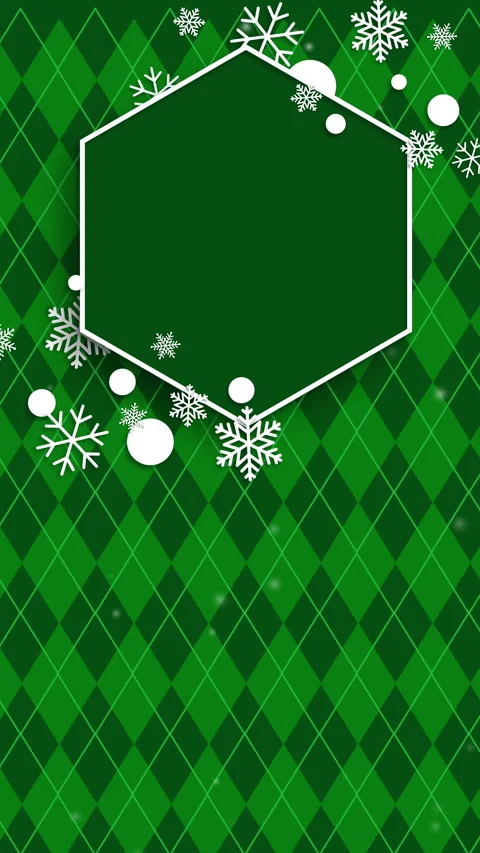 Green diamond pattern with snowflake accents. Vertical video. Stock Footage 321542401