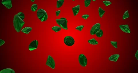 Green diamonds emerald falling slow motion Stock Footage 108470812