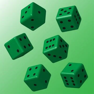 Green Dice with Black Points Stock Illustration