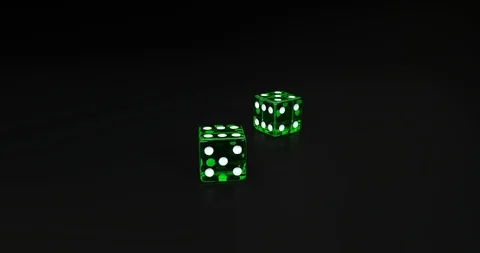 Green dice falling on black background in slow motion 3D rendering Stock Footage 95392681