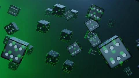 Green dice falling down on gredient background. Gambling concept. Casino.  Stock Footage 171123180