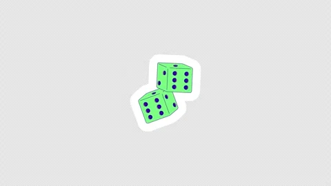 Green dice game cubes digital sticker animation Stock Footage 332223277