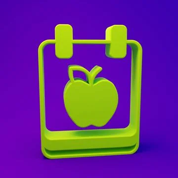 Green Diet plan icon isolated on isolated on purple-blue background. Concep.. Stock Illustration