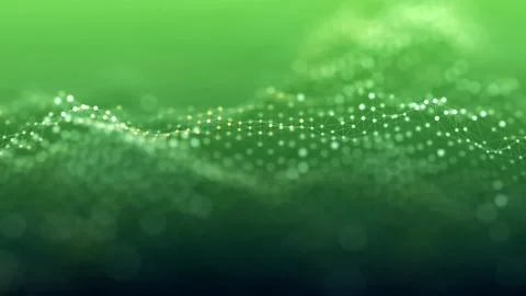 Green digital abstract plexus wave background moving with rotate camera Video stock 131580736