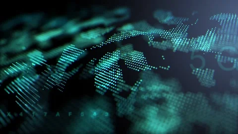 Green digital background. Fluorescent map of the world. Neon dot landscape... Stock Footage 280573425