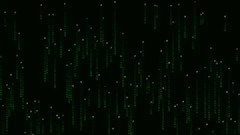 Green digital binary code falling on black background Stock Illustration