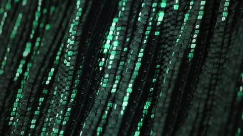 Green digital binary code seamless loop 3D render animation 動画素材 266820940
