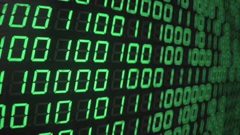 Green digital binary data on a computer screen seamless loop 3D render animation Stock Footage 253791208