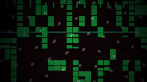 Green Digital Blocks Matrix Animation on Dark Background Stock Footage 343711370