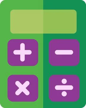 Green digital calculator flat icon illustration Stock Illustration